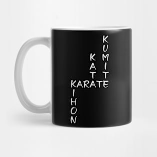 Kihon-Kata-Kumite-Karate Crossword (White Font) Mug